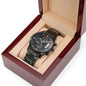 Men's Stainless Steel Engraved Water-Resistant Watch